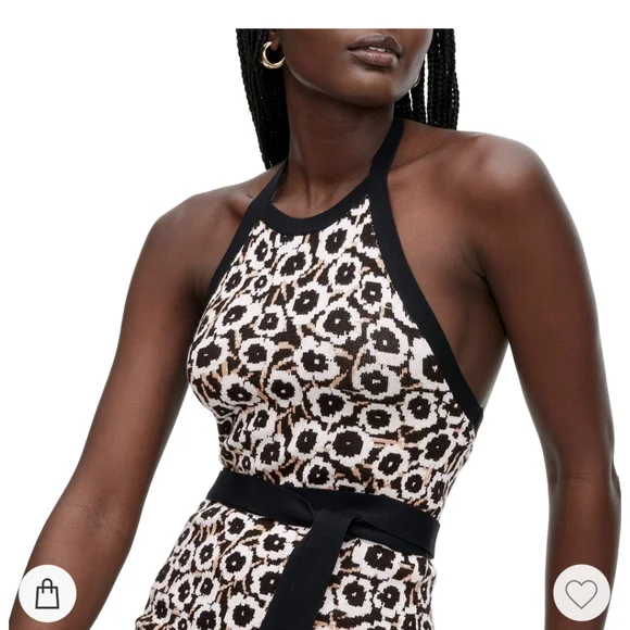 NWT Women's Halter Tie Neck Neutral Poppy Sweaterknit Midi Dress -DVF for Target - Picture 7 of 10